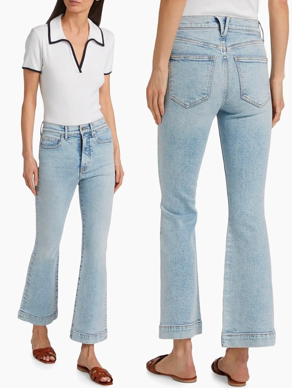 VERONICA BEARD Blue Carson High Rise Ankle Flare Denim Jeans